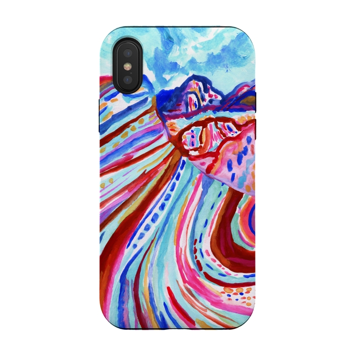 iPhone Xs / X StrongFit Abstract Rainbow Mountains  by Tigatiga