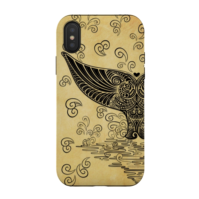 iPhone Xs / X StrongFit Whale Tail Boho Vintage Tattoo Style by BluedarkArt
