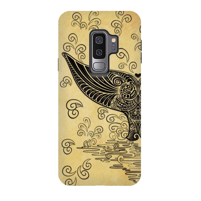 Galaxy S9 plus StrongFit Whale Tail Boho Vintage Tattoo Style by BluedarkArt