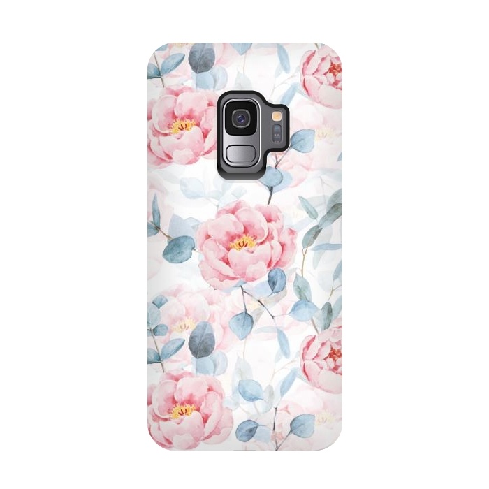 Galaxy S9 StrongFit Blush Vintage Roses and Eukalyptus by  Utart