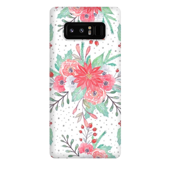 Galaxy Note 8 StrongFit Pretty watercolor Christmas floral and dots design by InovArts