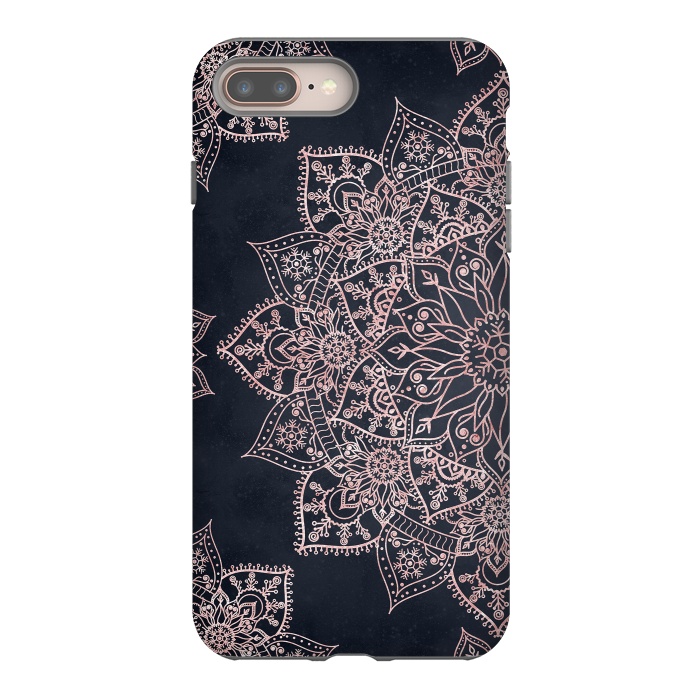 iPhone 7 plus StrongFit Elegant rose gold poinsettia and snowflakes mandala art by InovArts