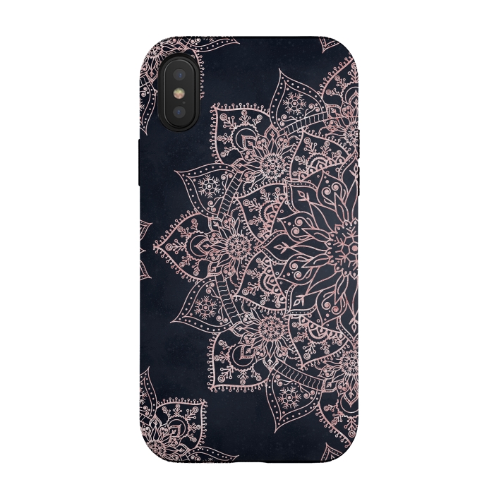 iPhone Xs / X StrongFit Elegant rose gold poinsettia and snowflakes mandala art by InovArts