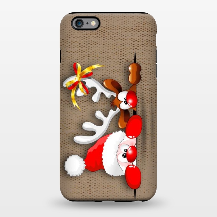 iPhone 6/6s plus StrongFit Funny Christmas Santa and Reindeer Cartoon by BluedarkArt