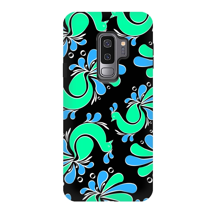 Galaxy S9 plus StrongFit blue green peacock by MALLIKA