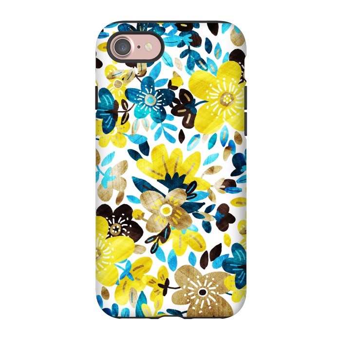 iPhone 7 StrongFit Happy Yellow & Turquoise Floral Collage by Micklyn Le Feuvre