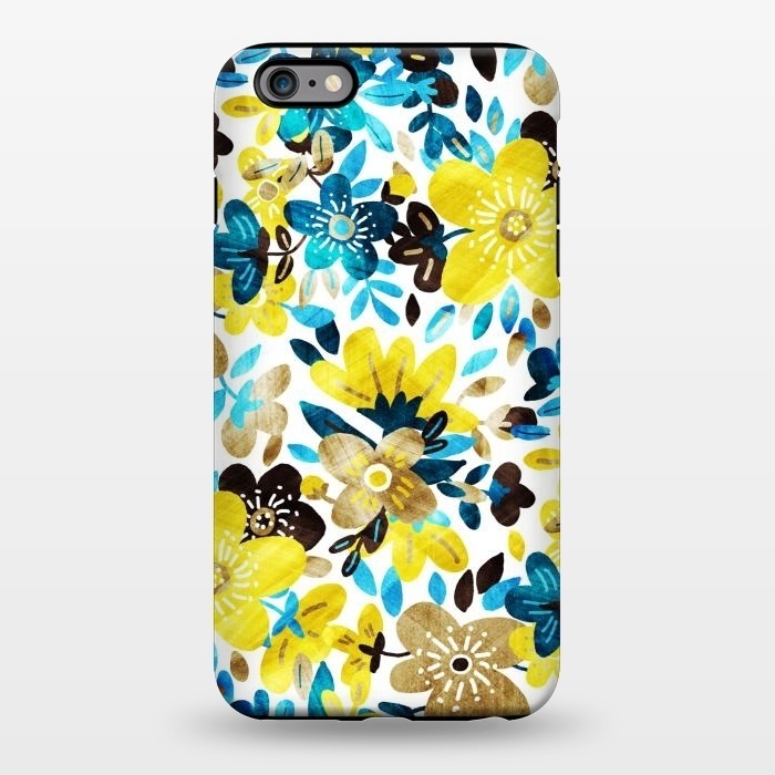 iPhone 6/6s plus StrongFit Happy Yellow & Turquoise Floral Collage by Micklyn Le Feuvre