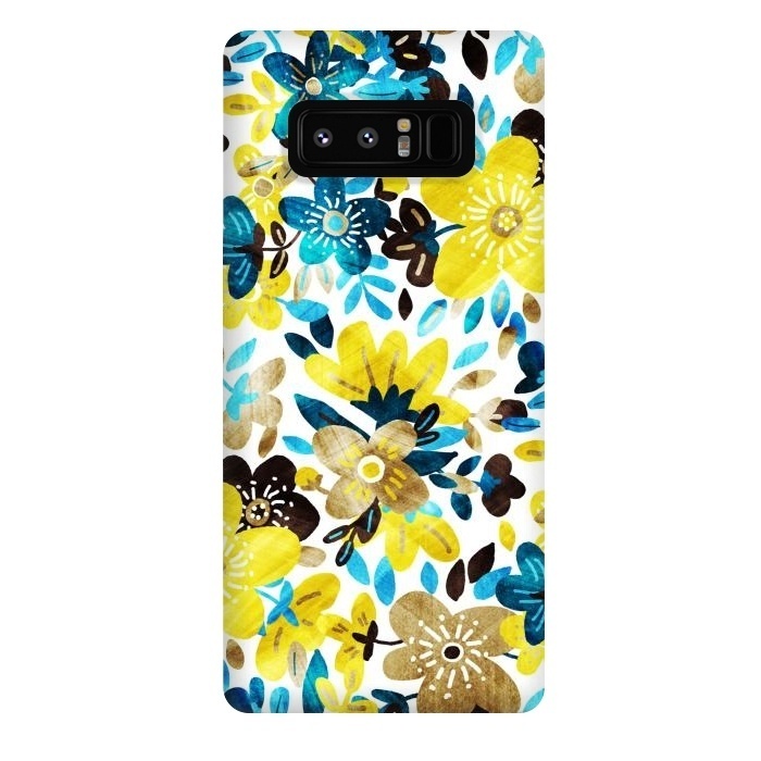 Galaxy Note 8 StrongFit Happy Yellow & Turquoise Floral Collage by Micklyn Le Feuvre