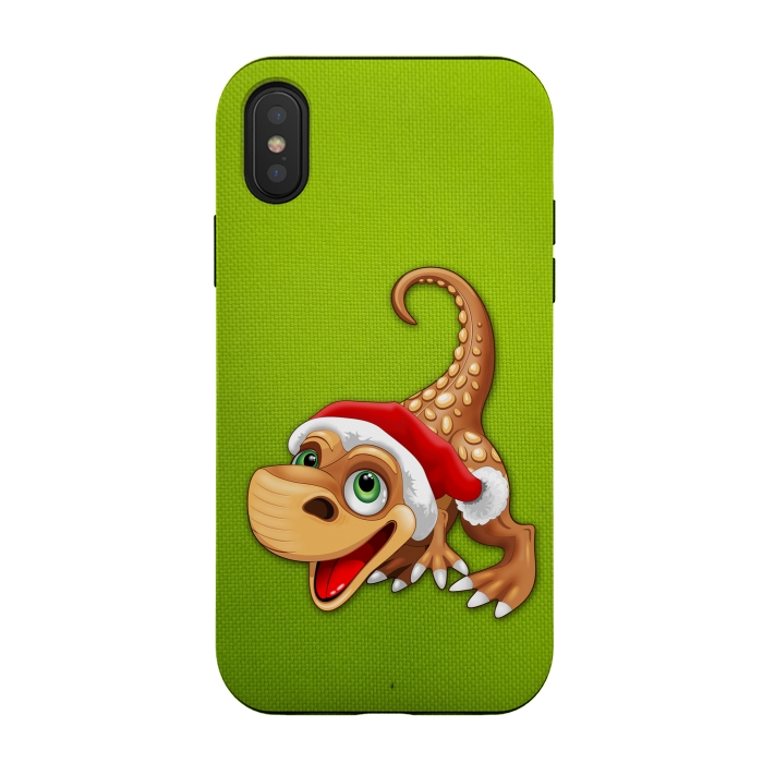 iPhone Xs / X StrongFit Dinosaur Baby Cute Santa Claus by BluedarkArt