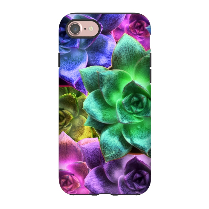 iPhone 7 StrongFit Succulent Plants Psychedelic Colors Pattern by BluedarkArt
