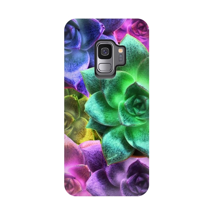 Galaxy S9 StrongFit Succulent Plants Psychedelic Colors Pattern by BluedarkArt