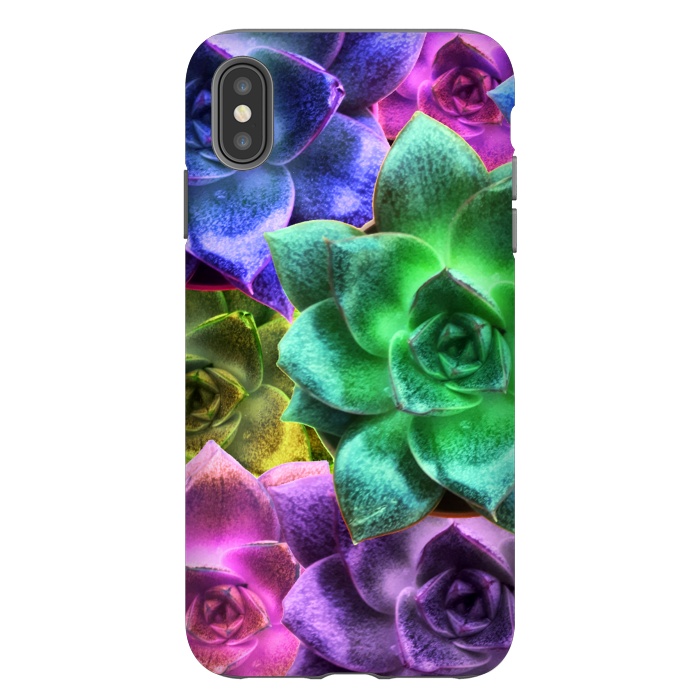 iPhone Xs Max StrongFit Succulent Plants Psychedelic Colors Pattern by BluedarkArt