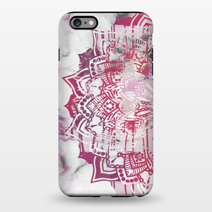 iPhone 6/6s plus StrongFit Red pink mandala digital painting on white marble by Oana 