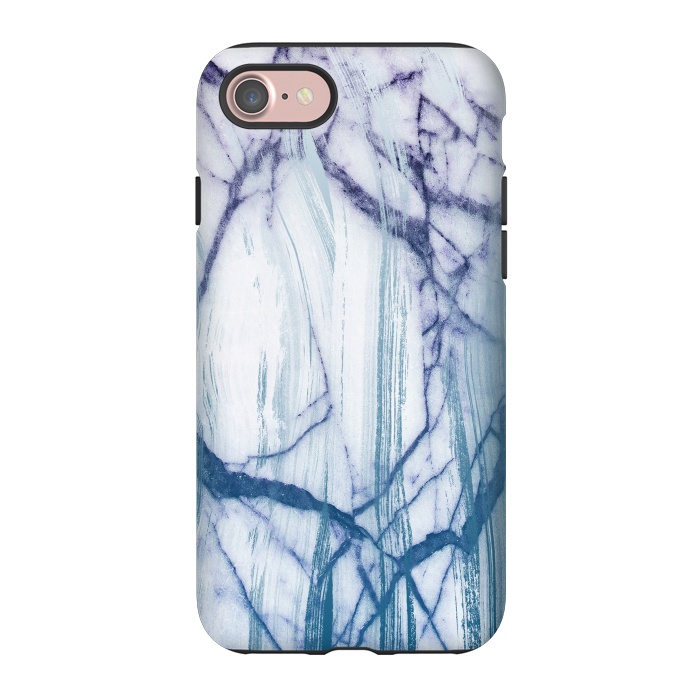 iPhone 7 StrongFit Blue white marble brushstrokes by Oana 