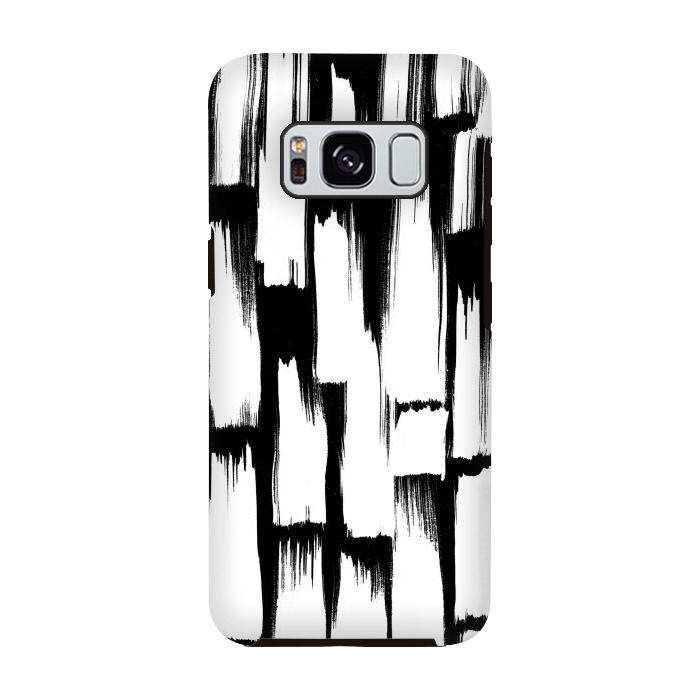 Galaxy S8 StrongFit Tribal white brushstrokes on black background by Oana 
