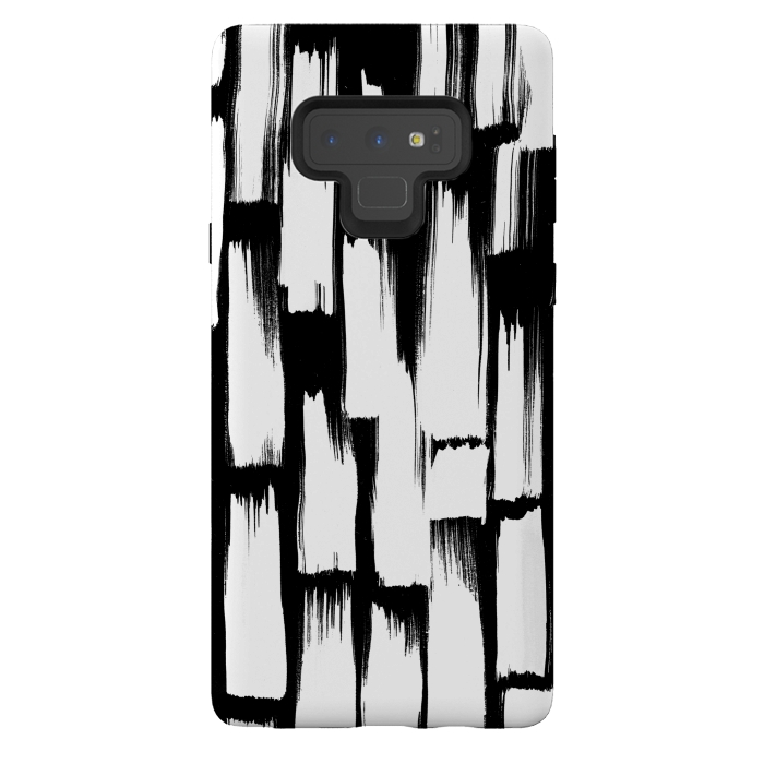 Galaxy Note 9 StrongFit Tribal white brushstrokes on black background by Oana 