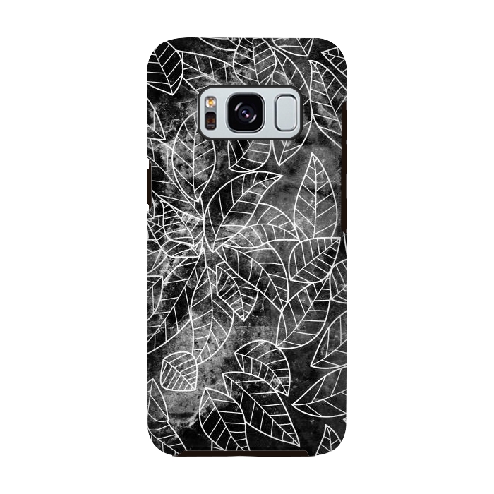 Galaxy S8 StrongFit Black and white leaves on marble by Oana 
