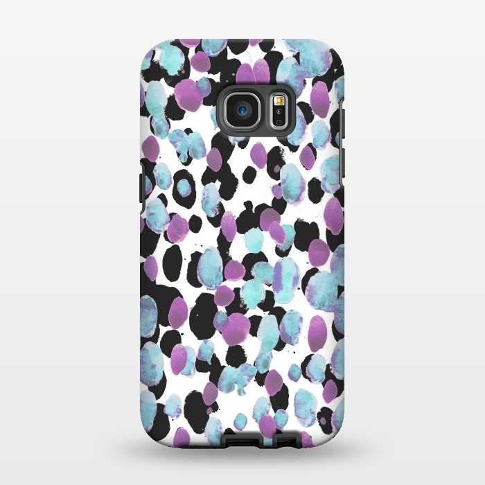 Galaxy S7 EDGE StrongFit Purple blue animal print paint spots by Oana 