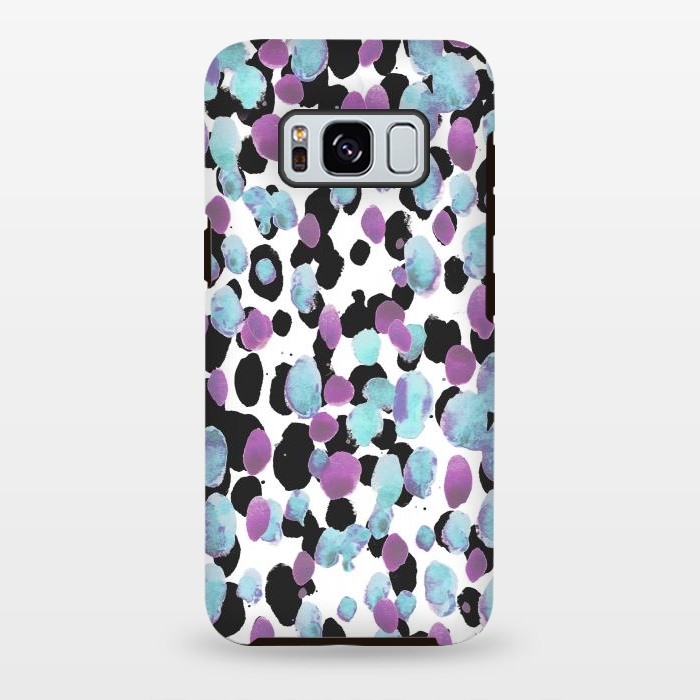 Galaxy S8 plus StrongFit Purple blue animal print paint spots by Oana 