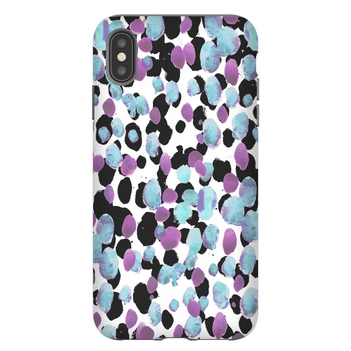 iPhone Xs Max StrongFit Purple blue animal print paint spots by Oana 