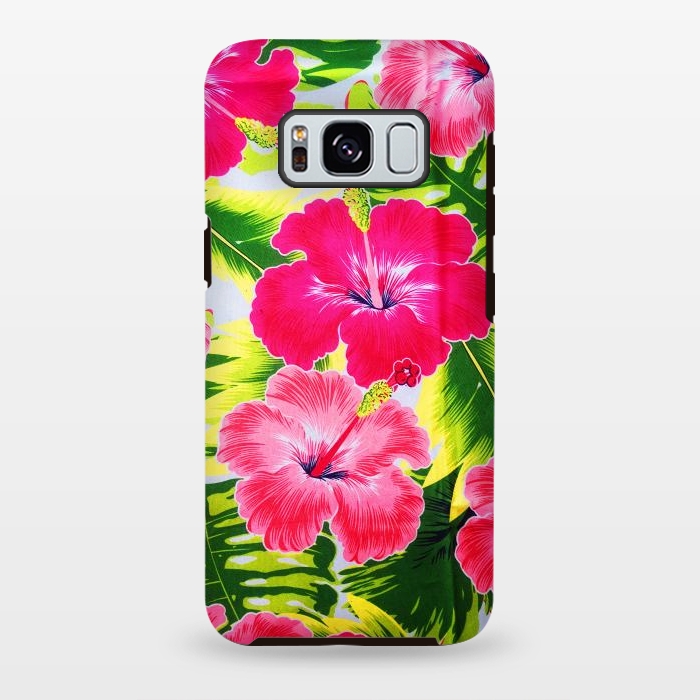 Galaxy S8 plus StrongFit Hibiscus Exotic Floral Pattern by BluedarkArt