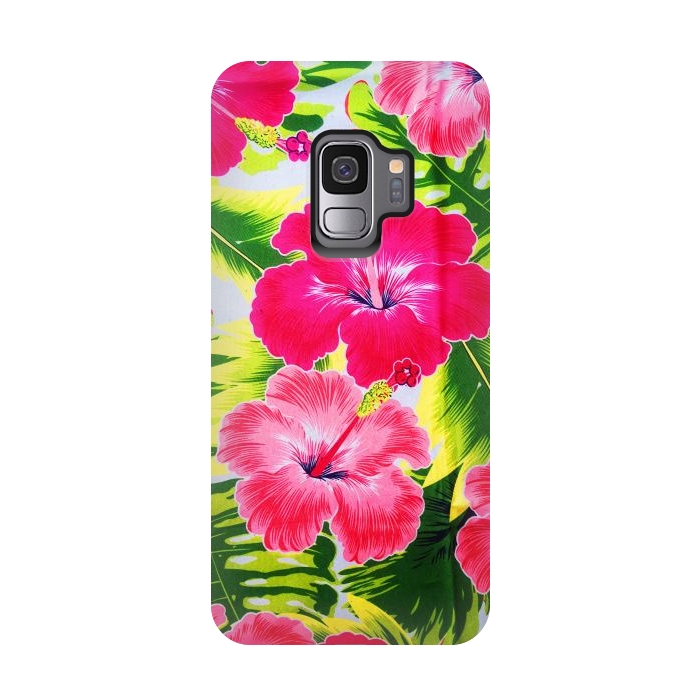 Galaxy S9 StrongFit Hibiscus Exotic Floral Pattern by BluedarkArt