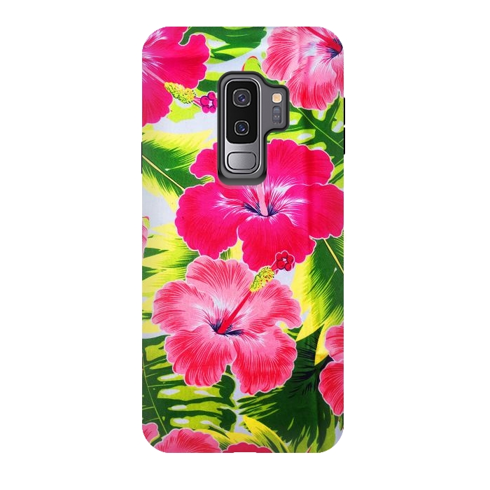 Galaxy S9 plus StrongFit Hibiscus Exotic Floral Pattern by BluedarkArt