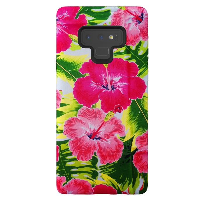 Galaxy Note 9 StrongFit Hibiscus Exotic Floral Pattern by BluedarkArt