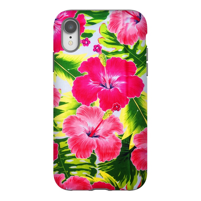 iPhone Xr StrongFit Hibiscus Exotic Floral Pattern by BluedarkArt