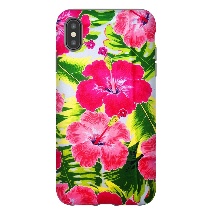 iPhone Xs Max StrongFit Hibiscus Exotic Floral Pattern by BluedarkArt