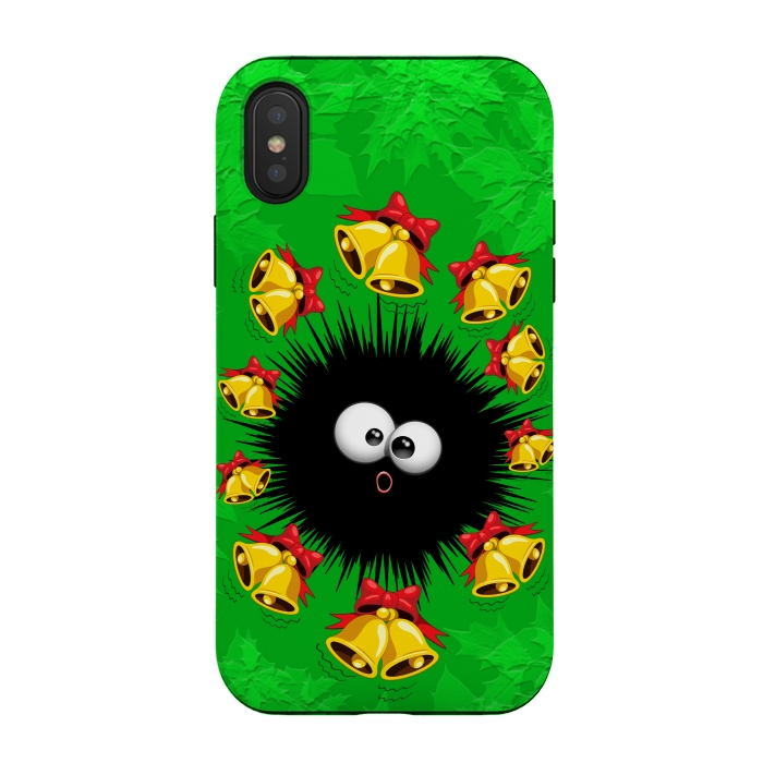 iPhone Xs / X StrongFit Fuzzy Funny Christmas Sea Urchin Character by BluedarkArt