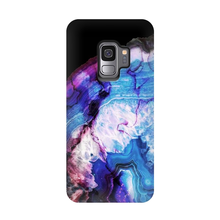 Galaxy S9 StrongFit Dark blue purple agate marble  by Oana 
