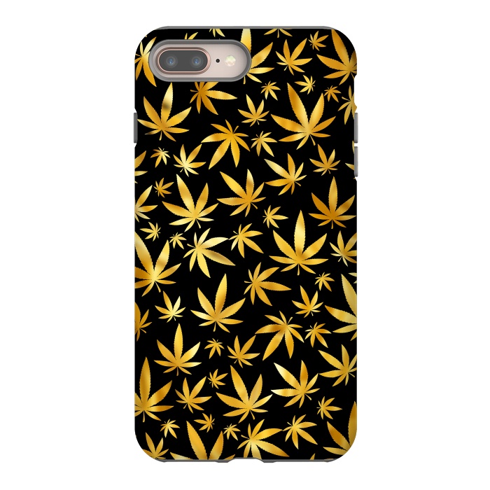 iPhone 7 plus StrongFit Weed Pattern - Black and Yellow by Art Design Works