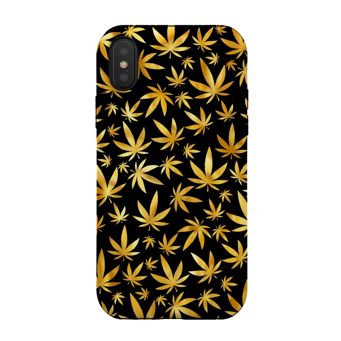 iPhone Xs / X StrongFit Weed Pattern - Black and Yellow by Art Design Works