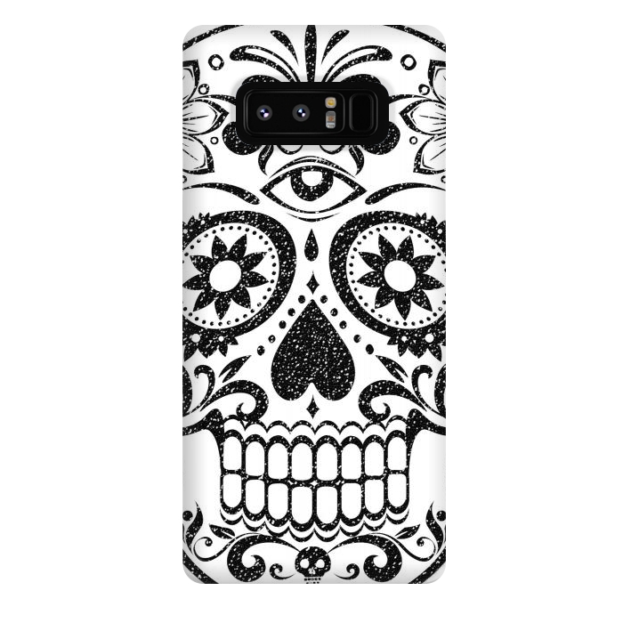 Galaxy Note 8 StrongFit Black glitter decorated floral sugar skull - Halloween by Oana 