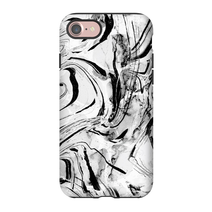 iPhone 7 StrongFit White marble with black brushed stripes  by Oana 