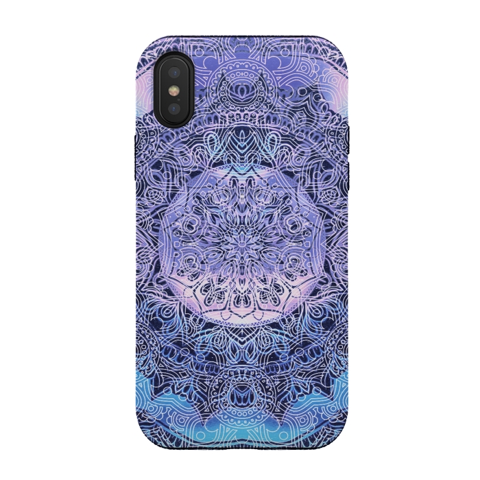 iPhone Xs / X StrongFit Purple blue ethnic gradient mandala flowers by Oana 