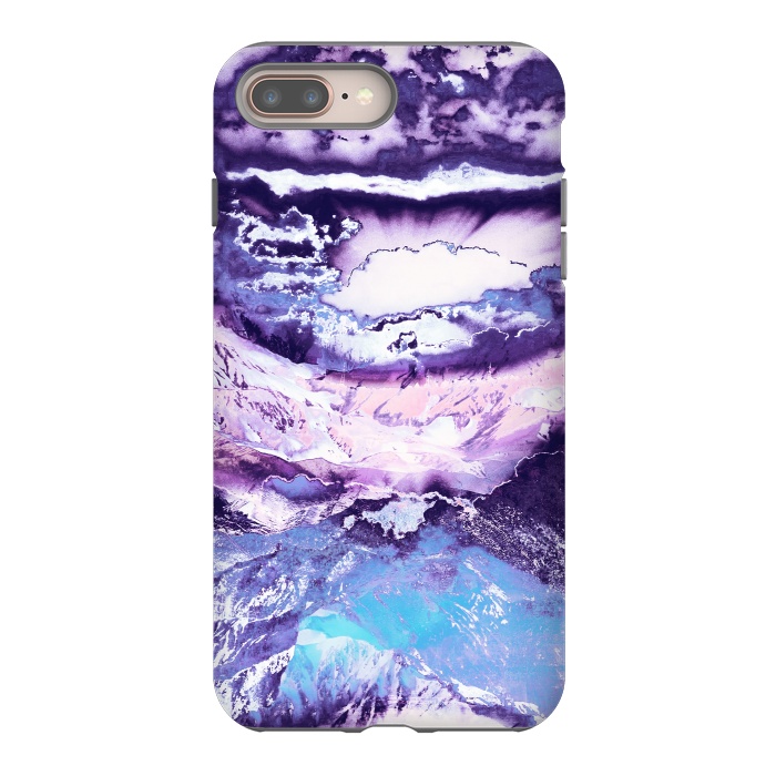 iPhone 7 plus StrongFit Purple blue sunset mountain landscape art by Oana 