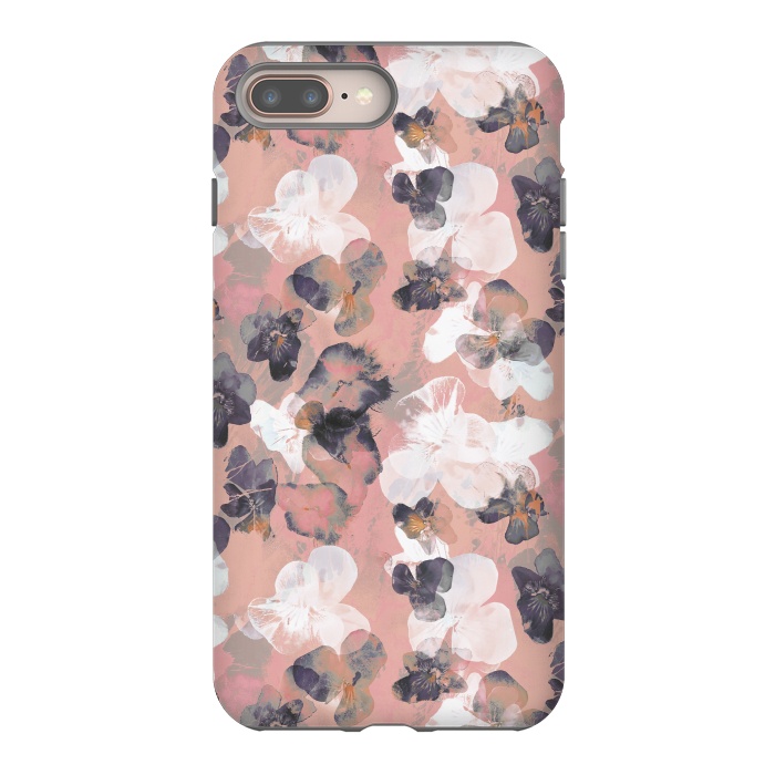 iPhone 7 plus StrongFit White pink transparent pansy petals painting by Oana 