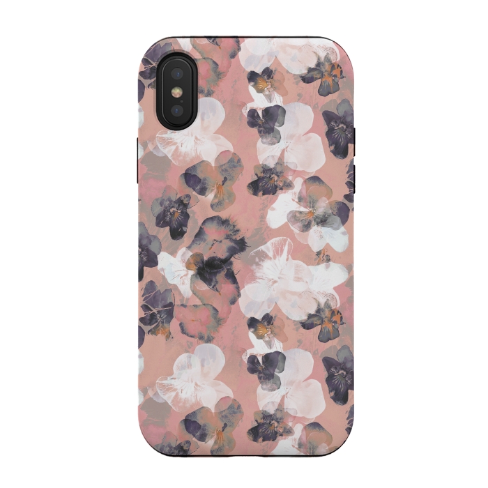 iPhone Xs / X StrongFit White pink transparent pansy petals painting by Oana 