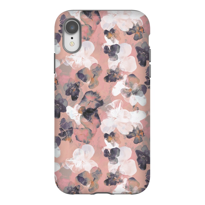 iPhone Xr StrongFit White pink transparent pansy petals painting by Oana 