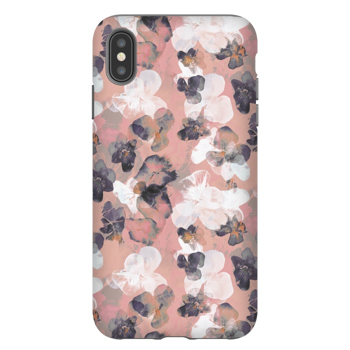 iPhone Xs Max StrongFit White pink transparent pansy petals painting by Oana 