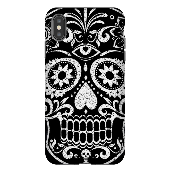 iPhone Xs Max StrongFit White glitter day of the dead sugar skull - Halloween by Oana 