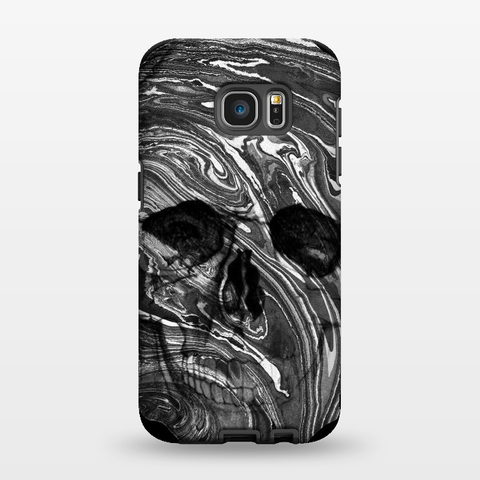 Galaxy S7 EDGE StrongFit Black and white marble skull - Halloween by Oana 