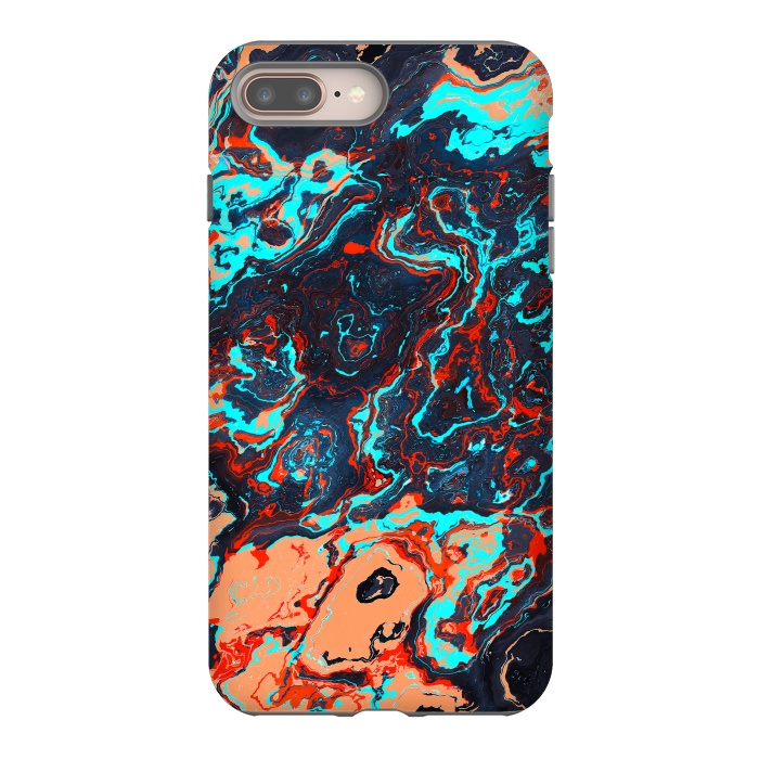 iPhone 7 plus StrongFit Black Marble Colorful Waves by Art Design Works