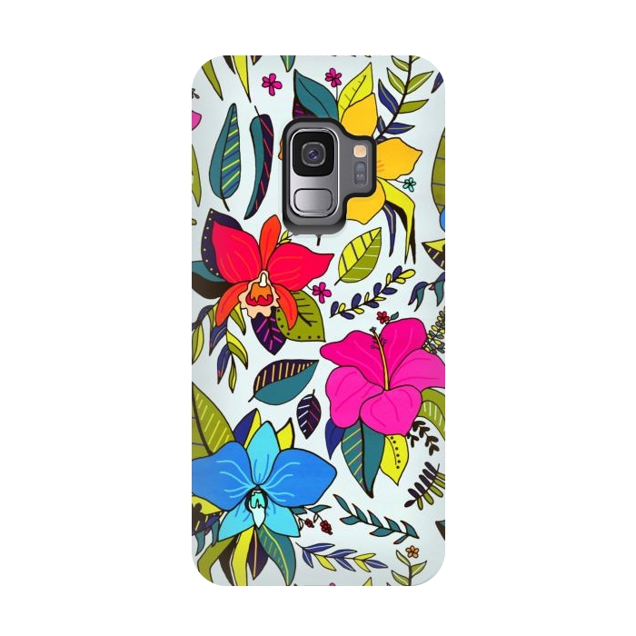 Galaxy S9 StrongFit Tropical Floral by Tigatiga