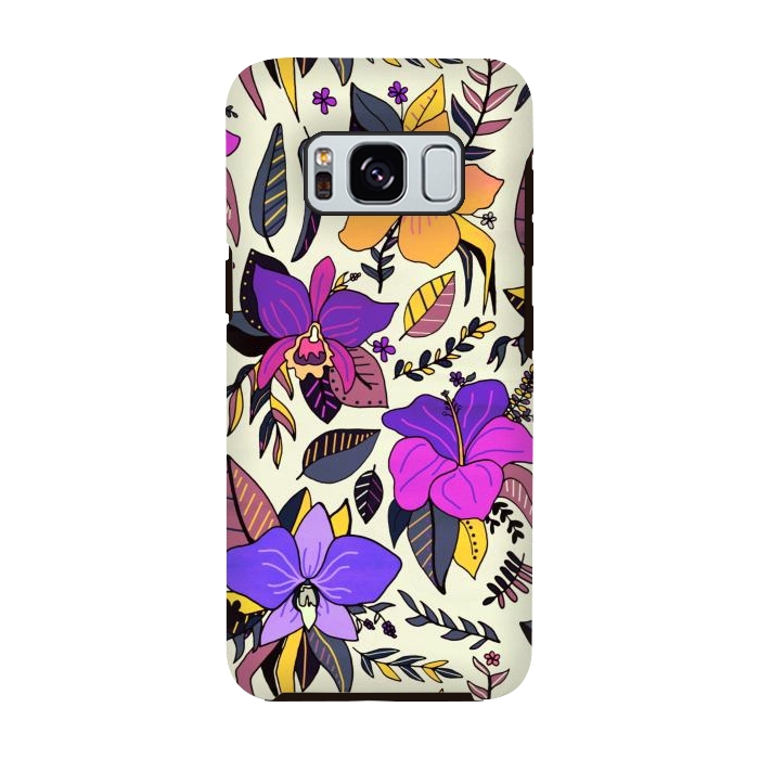 Galaxy S8 StrongFit Sunset Tropical Floral by Tigatiga