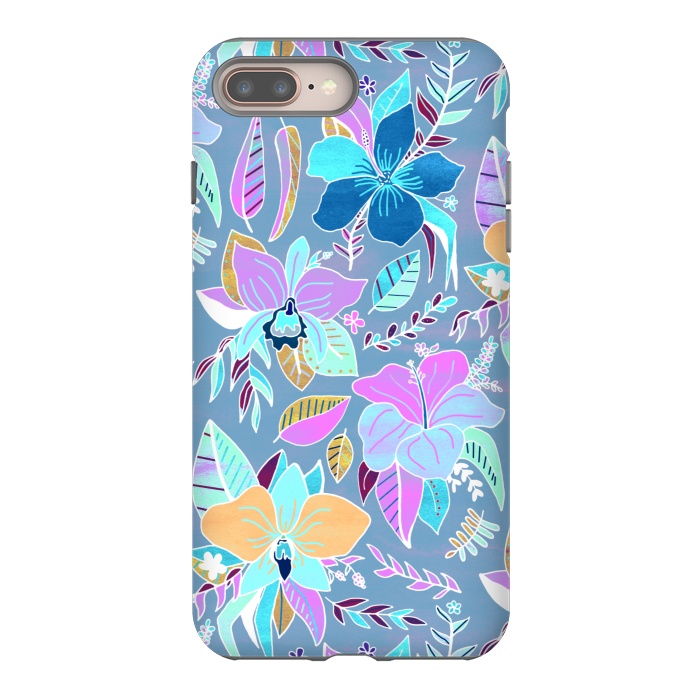 iPhone 7 plus StrongFit Pastel Tropical Floral by Tigatiga