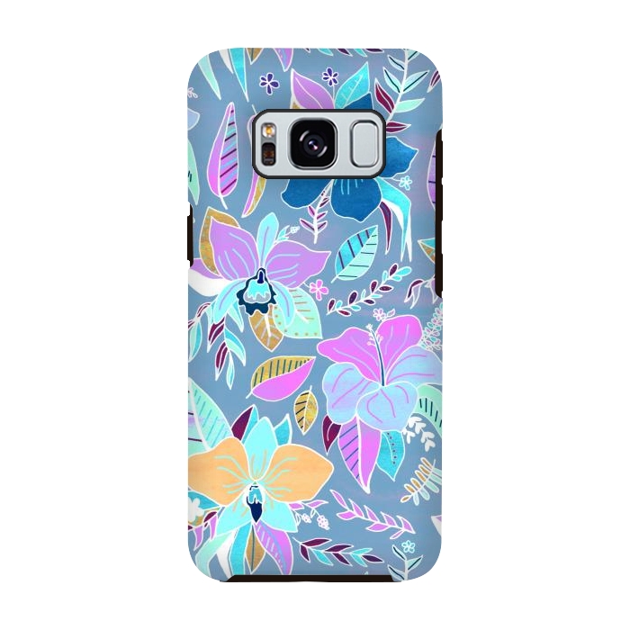 Galaxy S8 StrongFit Pastel Tropical Floral by Tigatiga