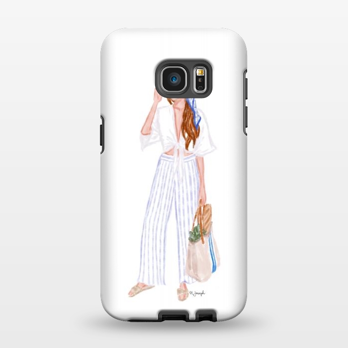 Galaxy S7 EDGE StrongFit Market Girl - Red by Natasha Joseph Illustrations 